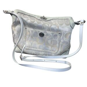 Coach Y2K Signature Small Tote Ivory Cream Jacquard Leather Bag D06K-10142